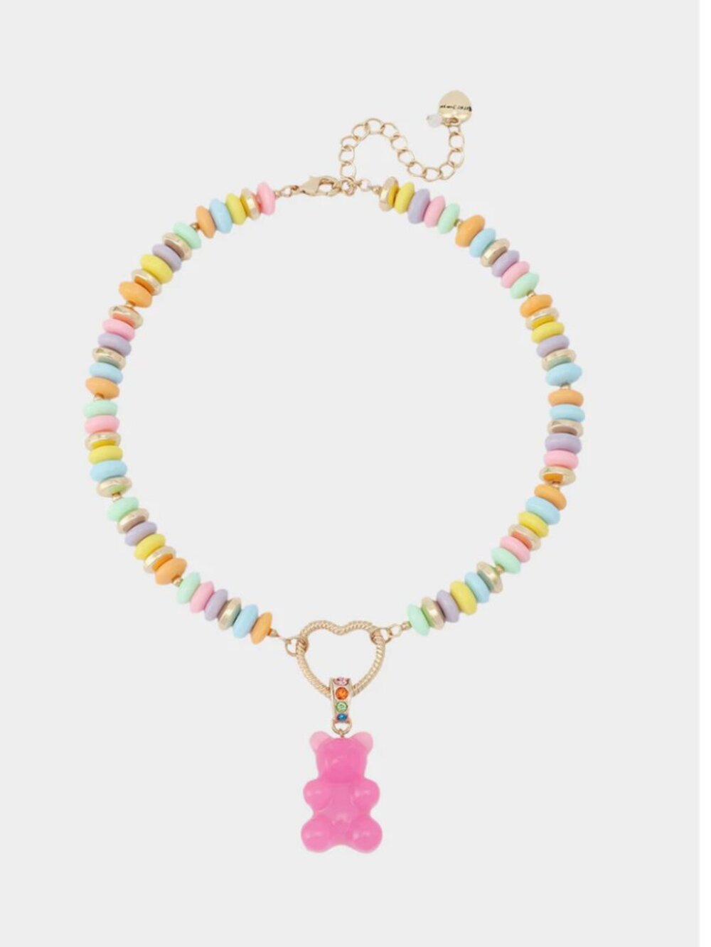 Betsey Johnson Pink Gummy Bear Beaded Multicolor Rainbow Candy Necklace NWT